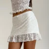Motel Rocks Co-Ords | Printed Skirts-Krecia Mini Skirt in Lace Ivory LaceIvory