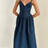 Motel Rocks Day Dresses | Maxi Dresses-Krista Maxi Dress in Poplin Navy