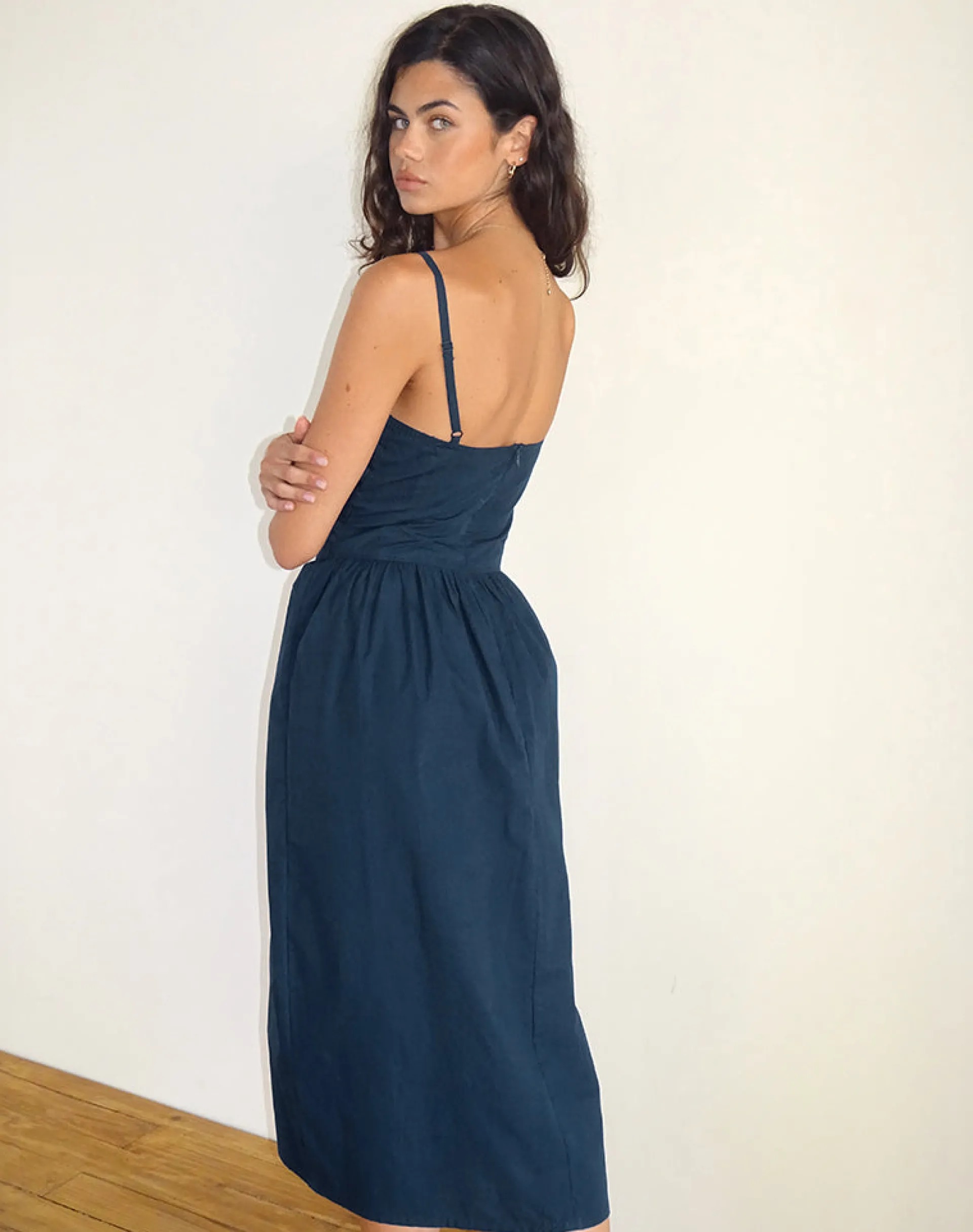 Motel Rocks Day Dresses | Maxi Dresses-Krista Maxi Dress in Poplin Navy