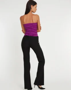 Motel Rocks Bandeau Tops-Kyanata Strapless Corset in Satin Purple