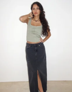 Motel Rocks Corset Tops-Kye Corset Top in Ash Grey