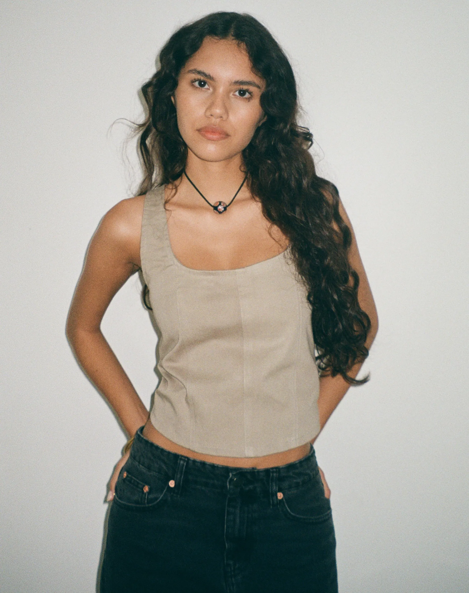 Motel Rocks Corset Tops-Kye Corset Top in Ash Grey