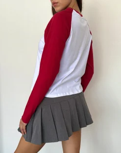 Motel Rocks Long Sleeve Tops-Kyiato Top in Adrenaline Red Car Print AdrenalineRedCarPrint