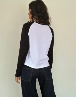 Motel Rocks Long Sleeve Tops-Kyiato Top in White and Black Cherry Print WhiteandBlackCherryPrint