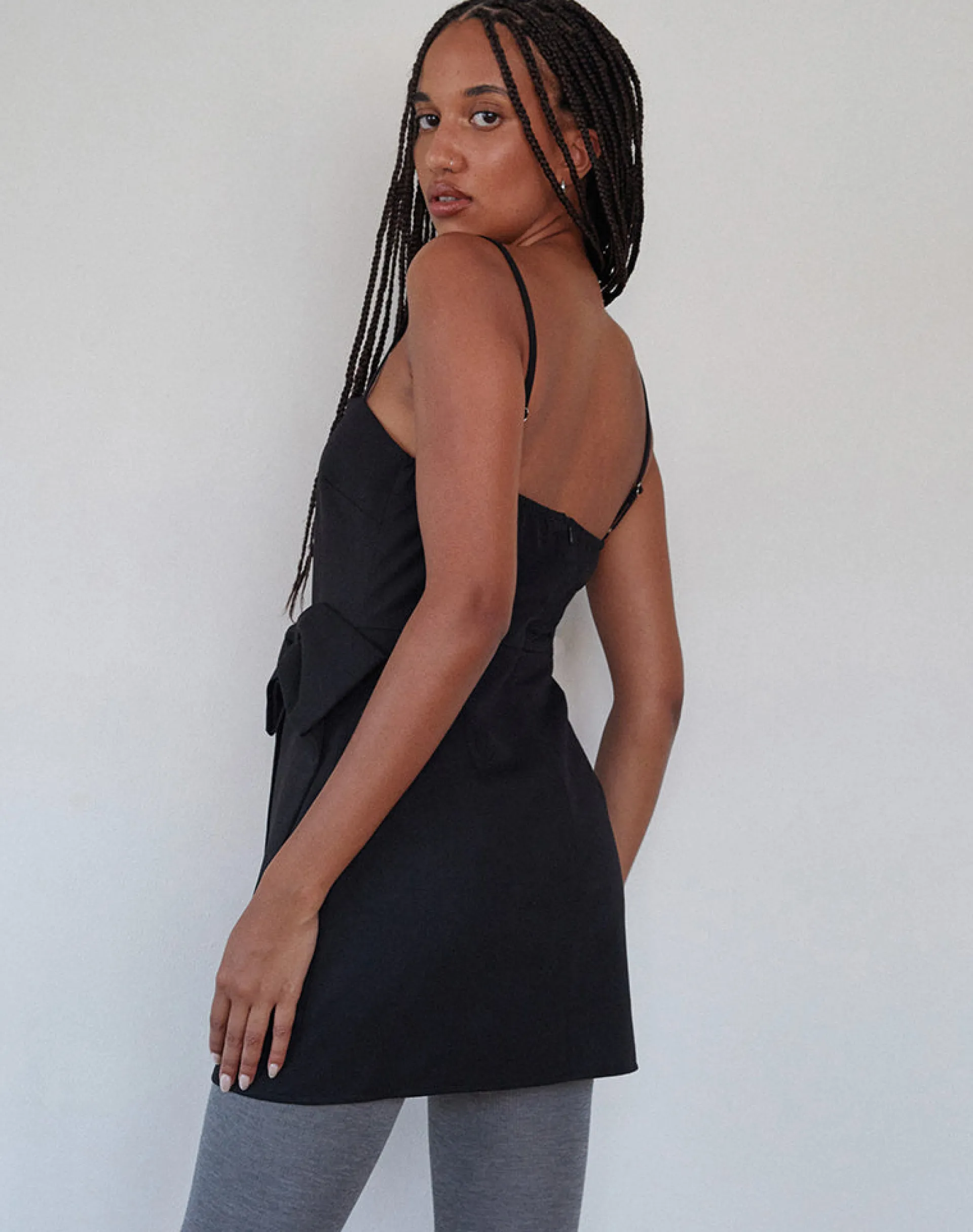 Motel Rocks Bodycon Dresses | Party Dresses-Lacerta Bow Mini Dress in Tailoring Black