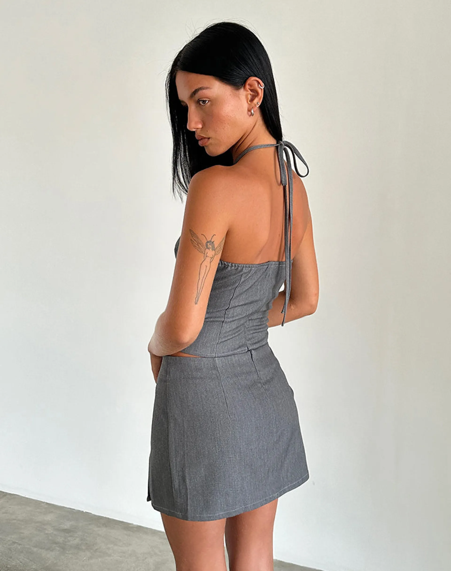 Motel Rocks Tailoring | Co-Ords-Lakia Top in Tailoring Charcoal