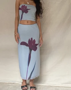 Motel Rocks A Line Skirts-Lassie Midi Skirt in Mint Flower Placement MintFlowerPlacement