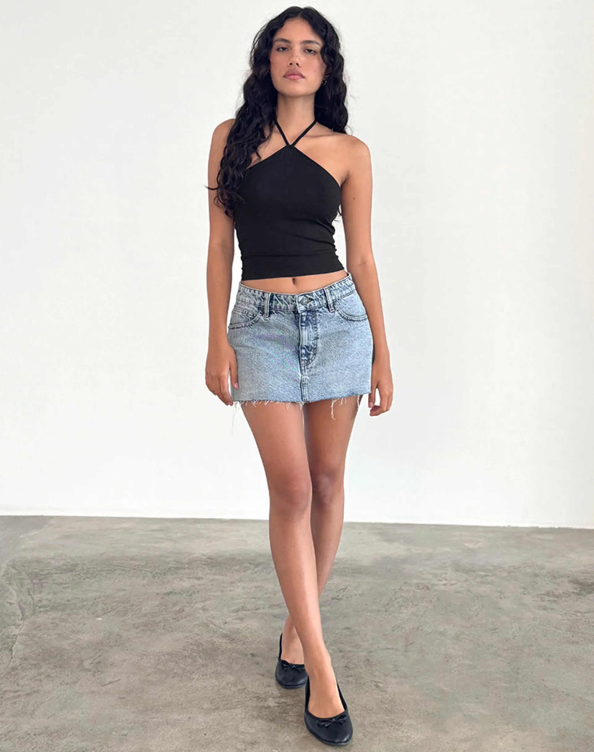 Motel Rocks Basics | Basic Tops-Layti Halterneck Basic Top in Black