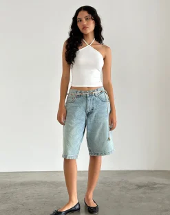 Motel Rocks Basic Tops | Halterneck Tops-Layti Halterneck Top in Off White OffWhite
