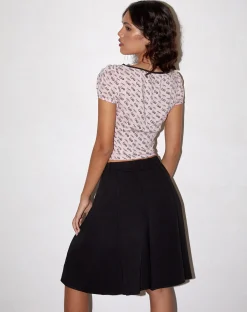 Motel Rocks Printed Tops-Laz Top in Cherry Pink Sketch Print CherryPinkSketchPrint