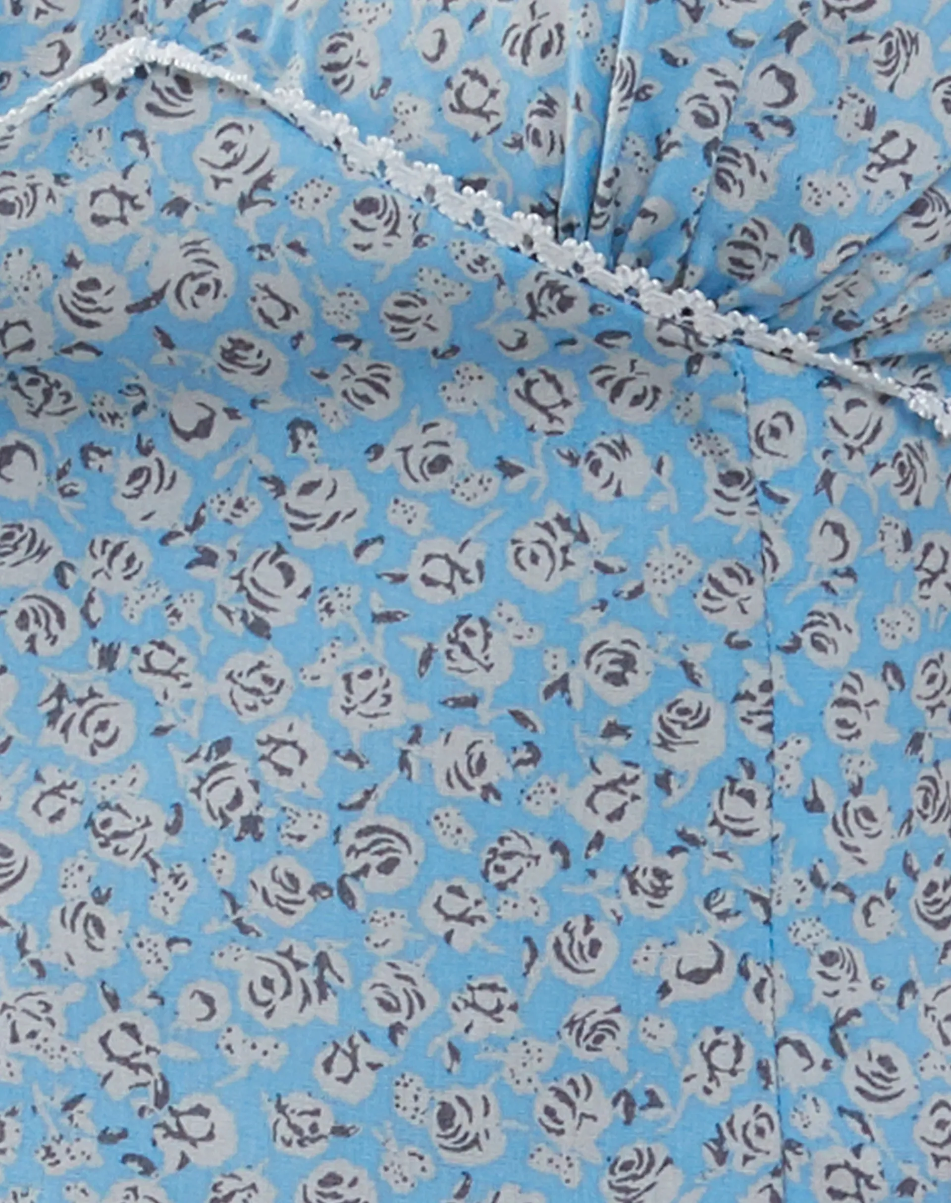 Motel Rocks Printed Tops-Laz Top in Ditsy Rose Blue DitsyRoseBlue