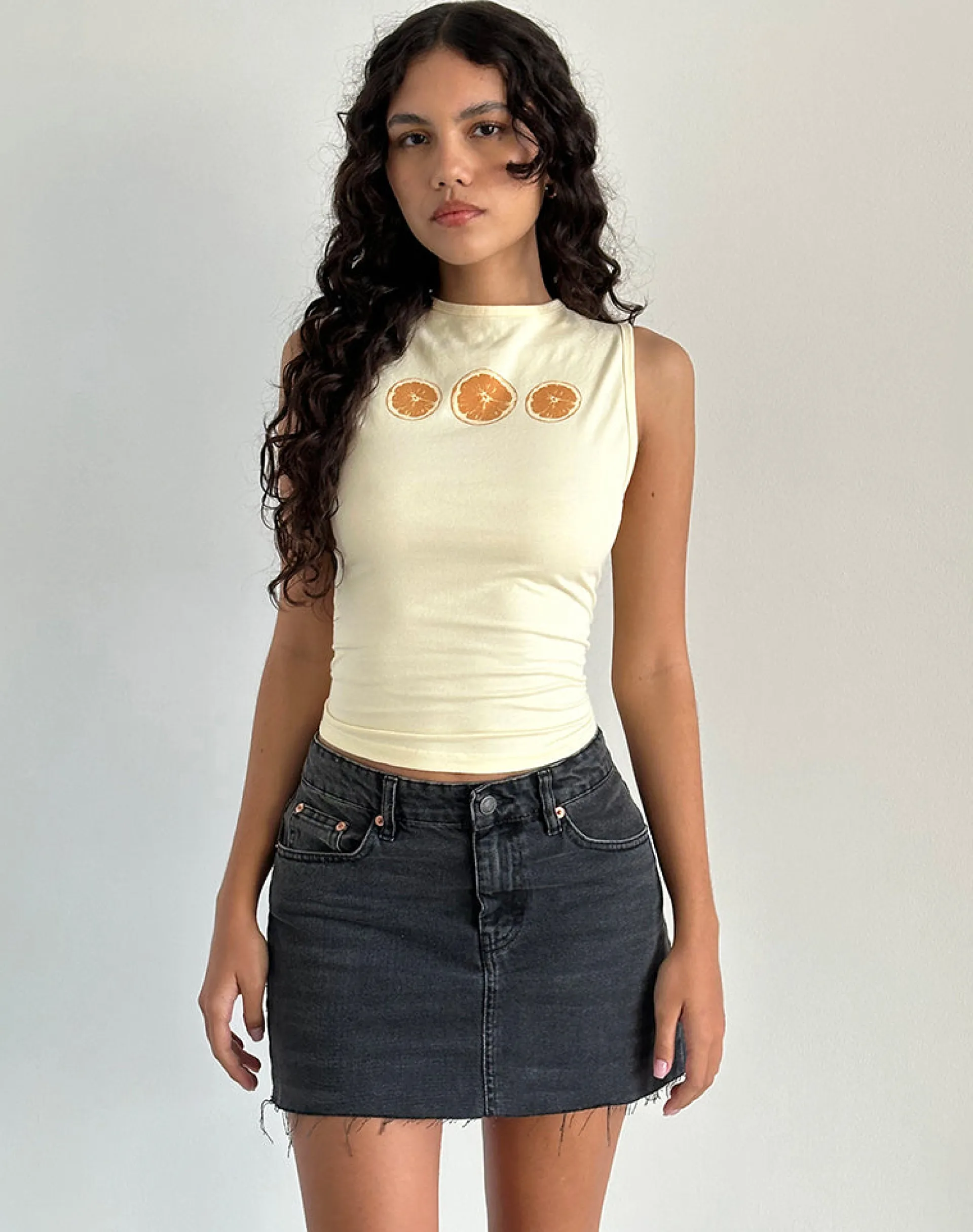 Motel Rocks Basics | Basic Tops-Leen Tank Top in Buttermilk Oranges ButtermilkOranges