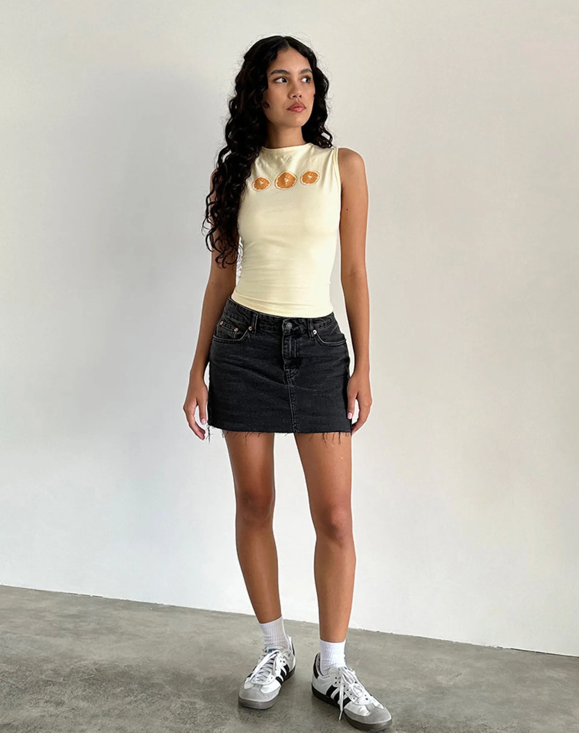 Motel Rocks Basics | Basic Tops-Leen Tank Top in Buttermilk Oranges ButtermilkOranges