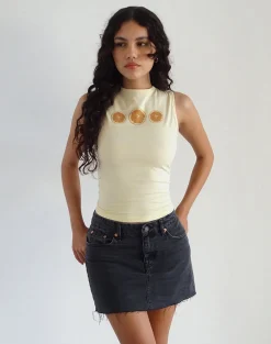 Motel Rocks Basics | Basic Tops-Leen Tank Top in Buttermilk Oranges ButtermilkOranges