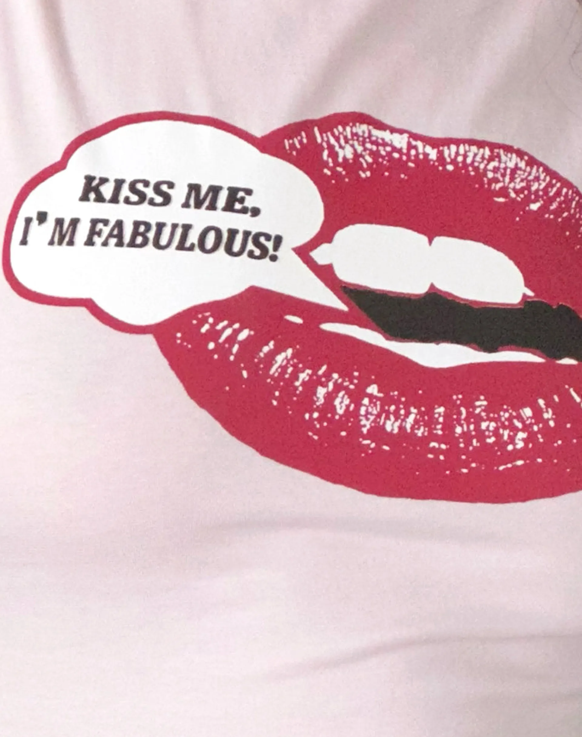 Motel Rocks Printed Tops-Leen Tank Top in Pink with Kiss Me I'm Fab Graphic PinkwithKissMeI'mFabGraphic