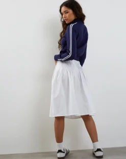 Motel Rocks Jackets-Lennon Knitted Jacket in Navy with White Stripe NavywithWhiteStripe