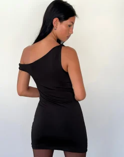 Motel Rocks Bodycon Dresses | Party Dresses-Leona Twist Sleeve Mini Dress in Black