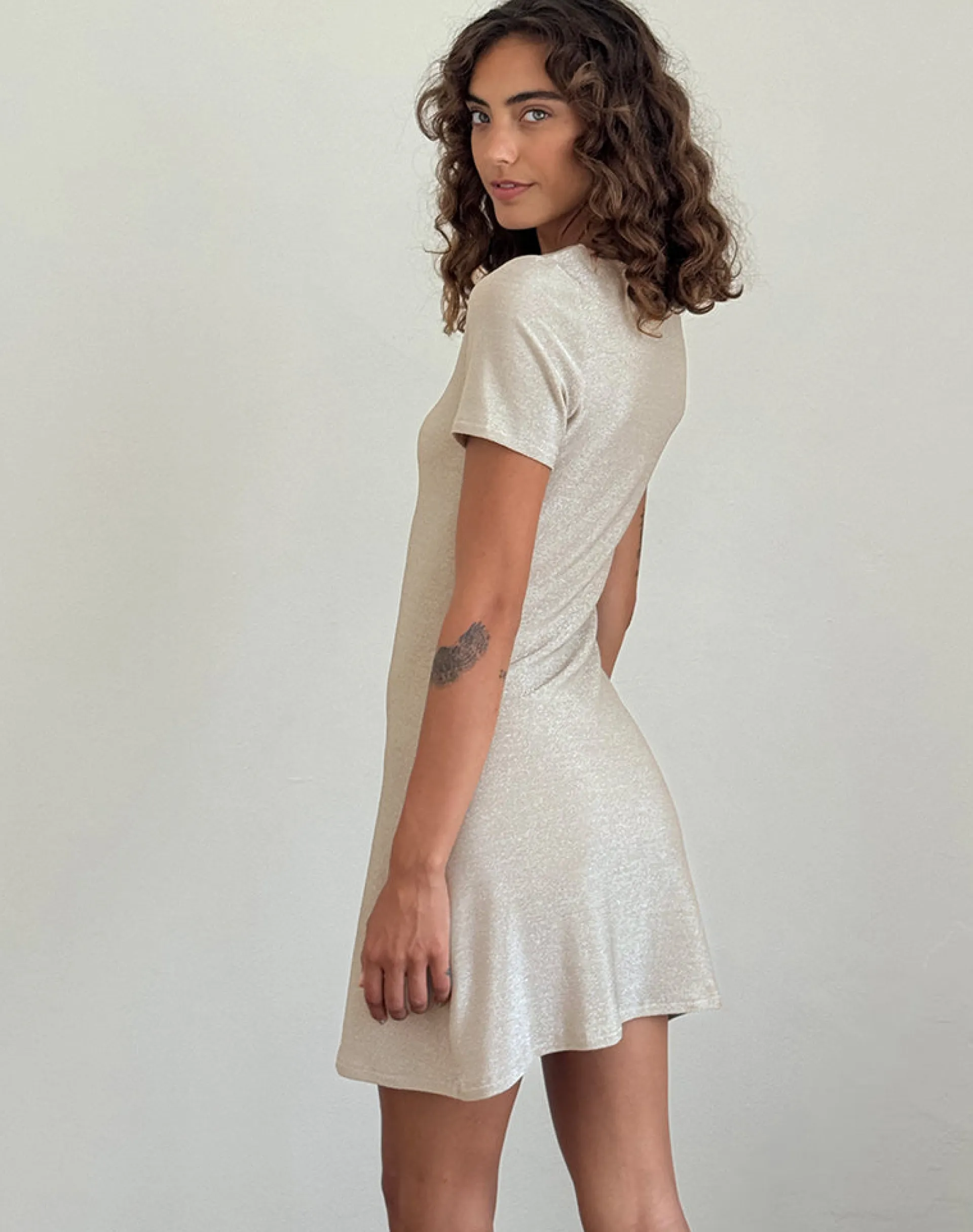 Motel Rocks Day Dresses | Mini Dresses-Leora Mini Dress in Silver Mink
