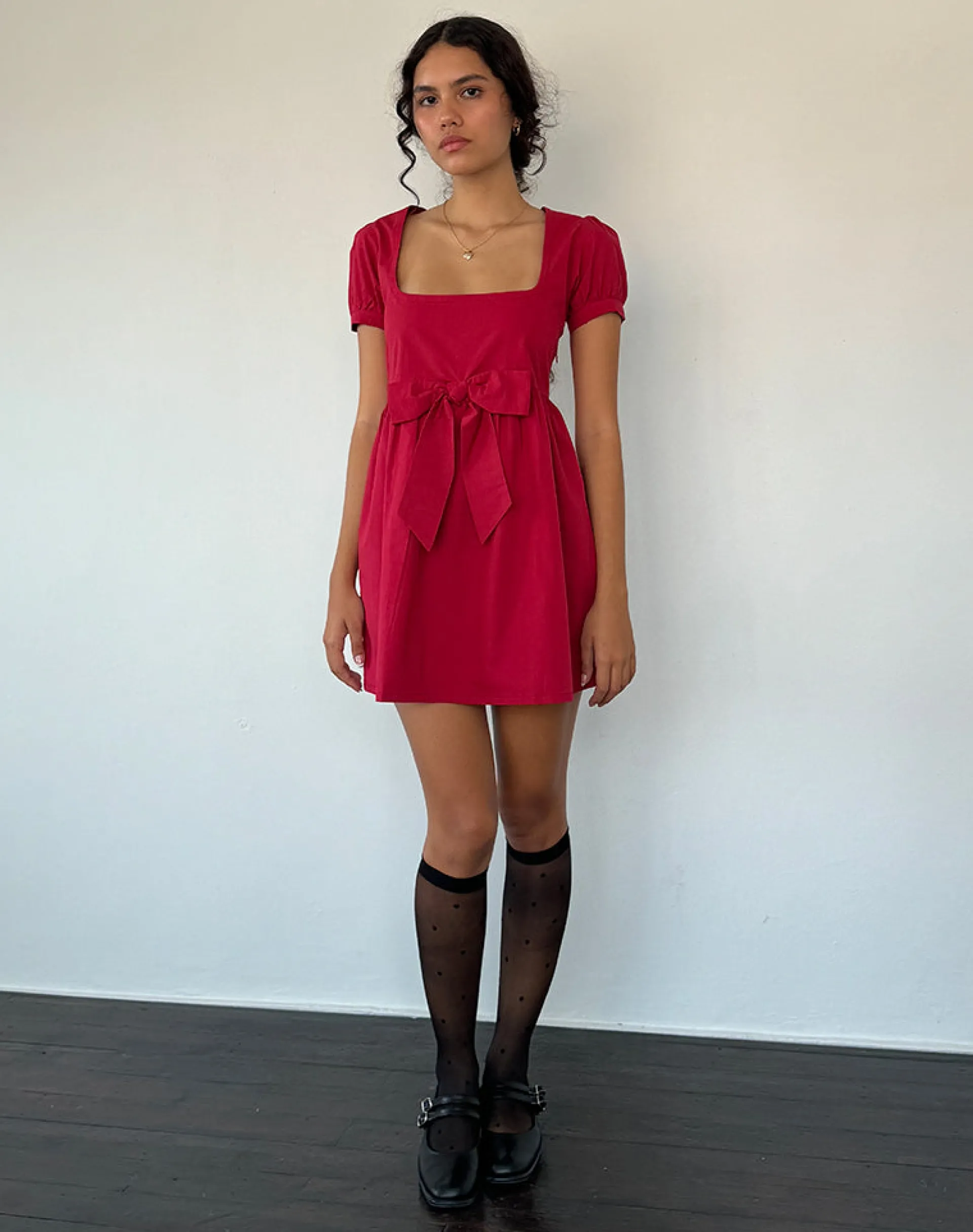 Motel Rocks Day Dresses | Mini Dresses-Leshiana Mini Dress in Poplin Adrenaline Red PoplinAdrenalineRed