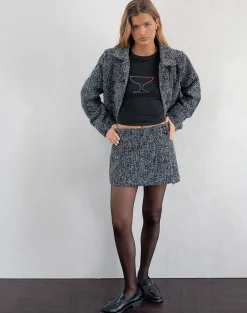 Motel Rocks Co-Ords | A Line Skirts-Letty Tailored Mini Skirt in Black and White