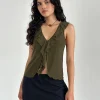 Motel Rocks Printed Tops | Strappy Tops-Leviosa Butterfly Top In Mesh Moss Green MeshMossGreen