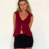 Motel Rocks Strappy Tops | Going Out Tops-Leviosa Butterfly Top in Deep Burgundy DeepBurgundy