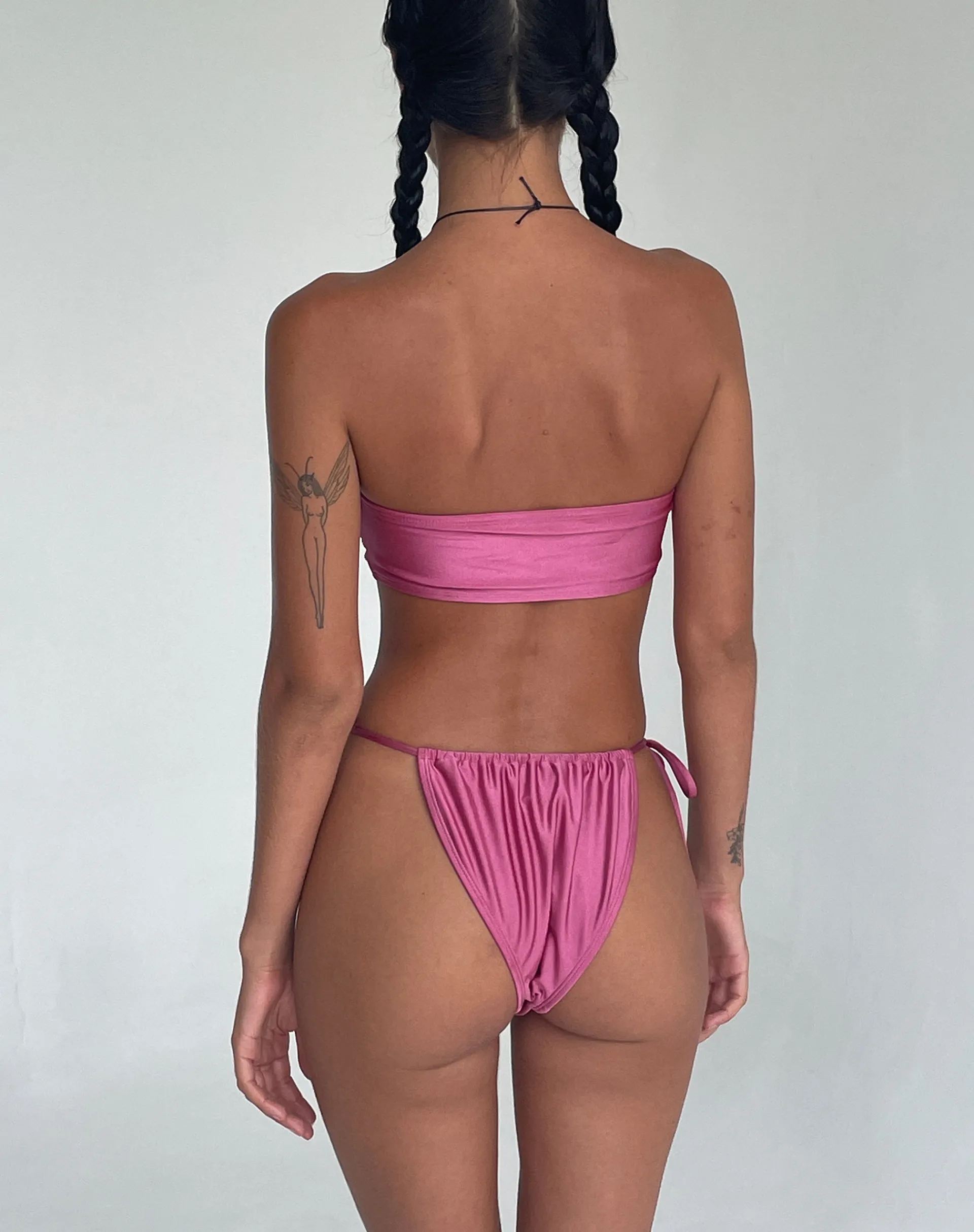 Motel Rocks Swimwear-Leyna Bikini Bottom in Mauve Shimmer MauveShimmer