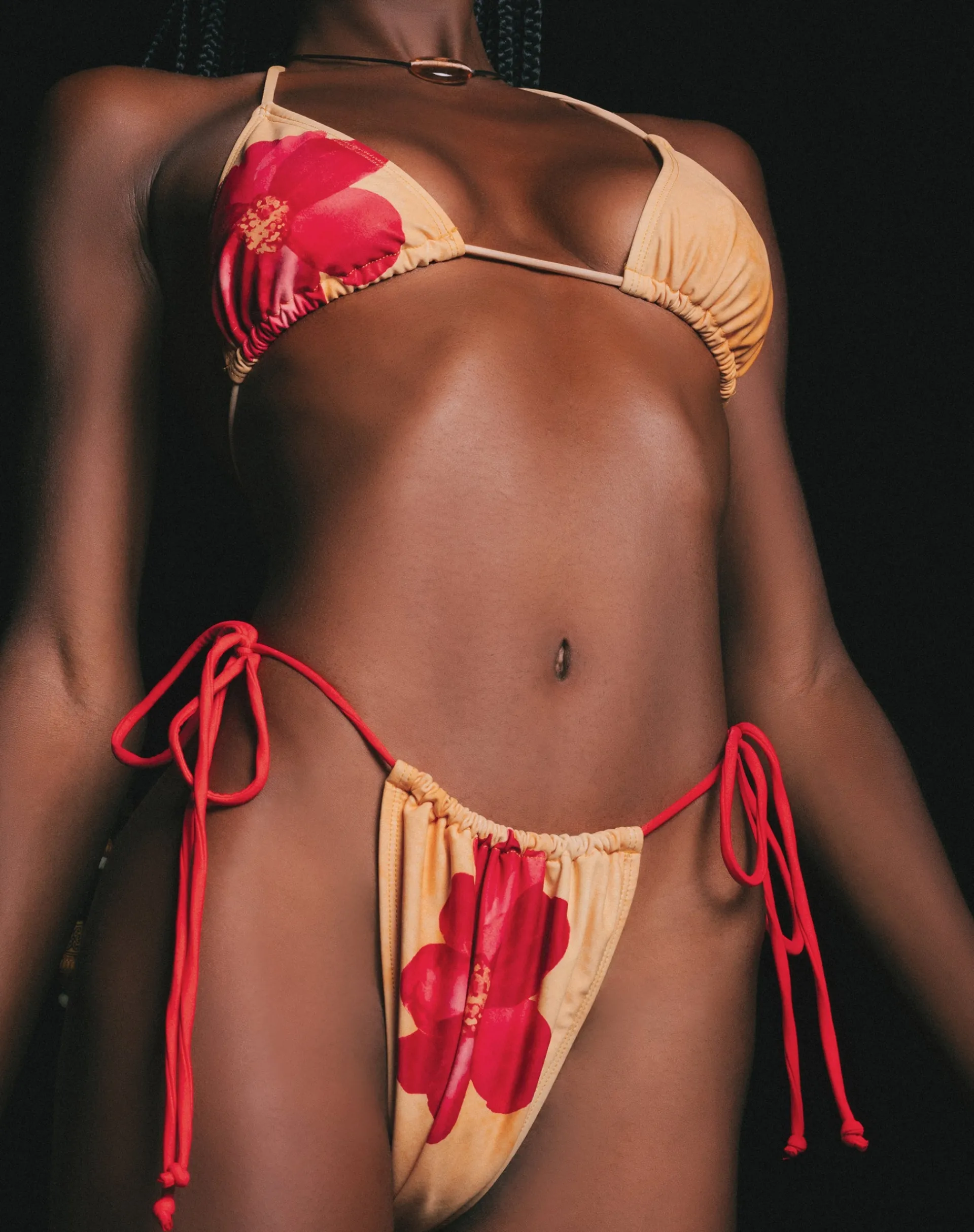 Motel Rocks Swimwear-Leyna Bikini Bottom in Orange Flower OrangeFlower