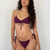 Motel Rocks Swimwear-Leyna Bikini Bottom in Plum Shimmer PlumShimmer