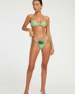 Motel Rocks Swimwear-Leyna Bikini Bottom in Watercolour Green WatercolourGreen