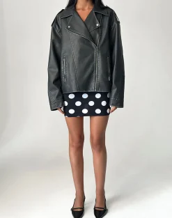 Motel Rocks Co-Ords | Mini Skirts-Lidya Mini Skirt in XL Spot Black XLSpotBlack