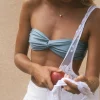 Motel Rocks Swimwear-Linda Twist Bikini Top in Sky Blue SkyBlue