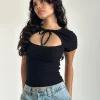 Motel Rocks Basics | Basic Tops-Lindsay Top in Textured Black