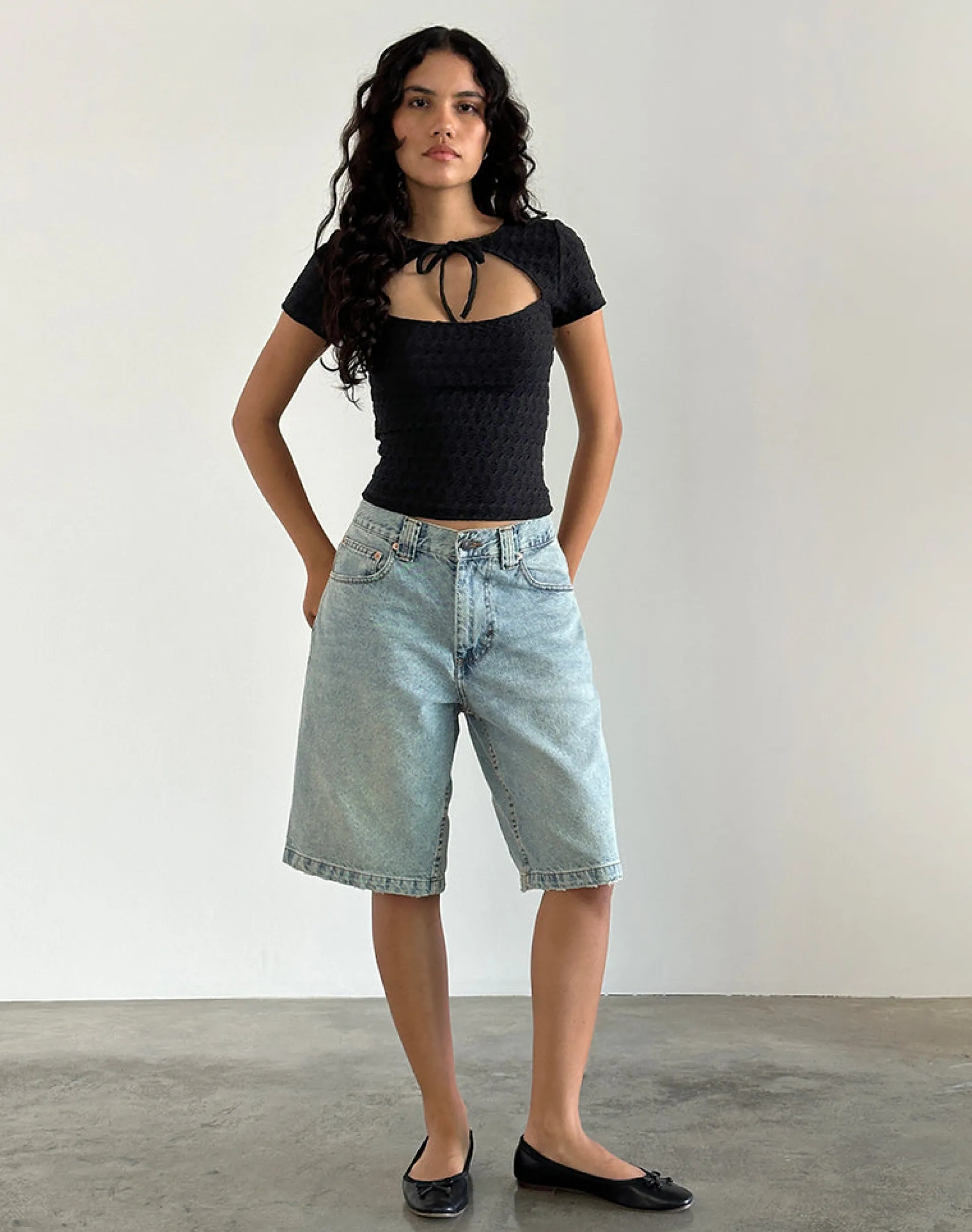 Motel Rocks Basics | Basic Tops-Lindsay Top in Textured Black