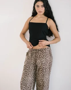 Motel Rocks Basic Tops | Strappy Tops-Lintang Tie Back Top in Linen Black