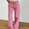 Motel Rocks Wide Leg Pants | Low Rise Pants-Lirura Trouser in Vertical Red Stripe VerticalRedStripe
