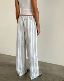 Motel Rocks Basics | Low Rise Pants-Lirura Trouser in Vertical Grey Stripe VerticalGreyStripe