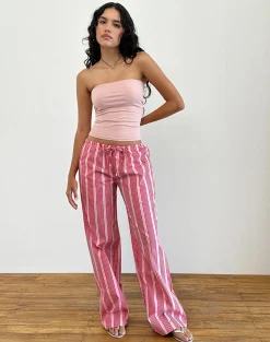 Motel Rocks Wide Leg Pants | Low Rise Pants-Lirura Trouser in Vertical Red Stripe VerticalRedStripe