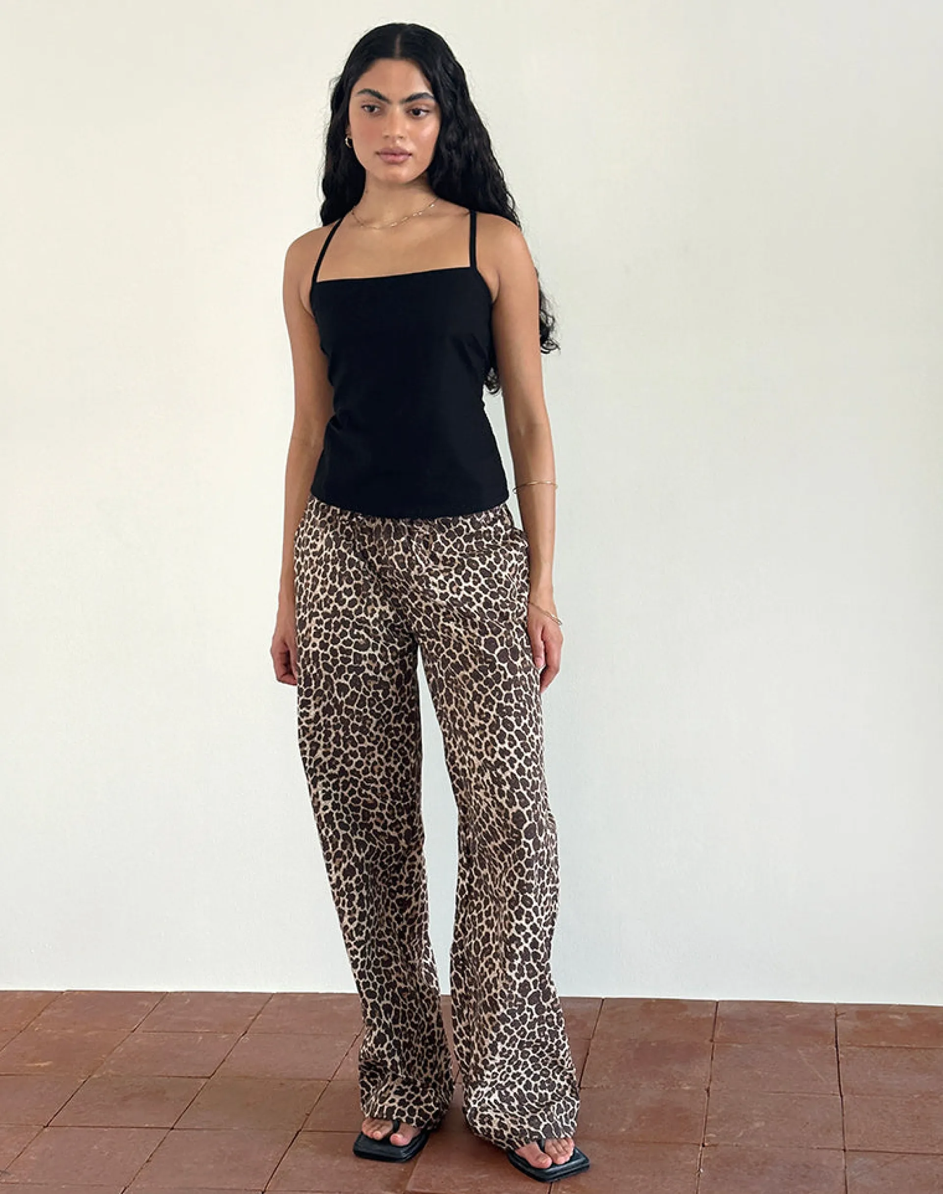 Motel Rocks Wide Leg Pants-Lirura Trousers in Rar Leopard Sandstorm RarLeopardSandstorm