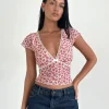 Motel Rocks Printed Tops-Livi Top in Gardenia Romantic with Lace Trim GardeniaRomanticwithLaceTrim