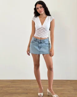 Motel Rocks Lace Tops | Going Out Tops-Livra Top in Clover Lace White CloverLaceWhite