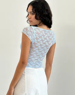 Motel Rocks Lace Tops-Livra Top in Clover Lace Blue CloverLaceBlue