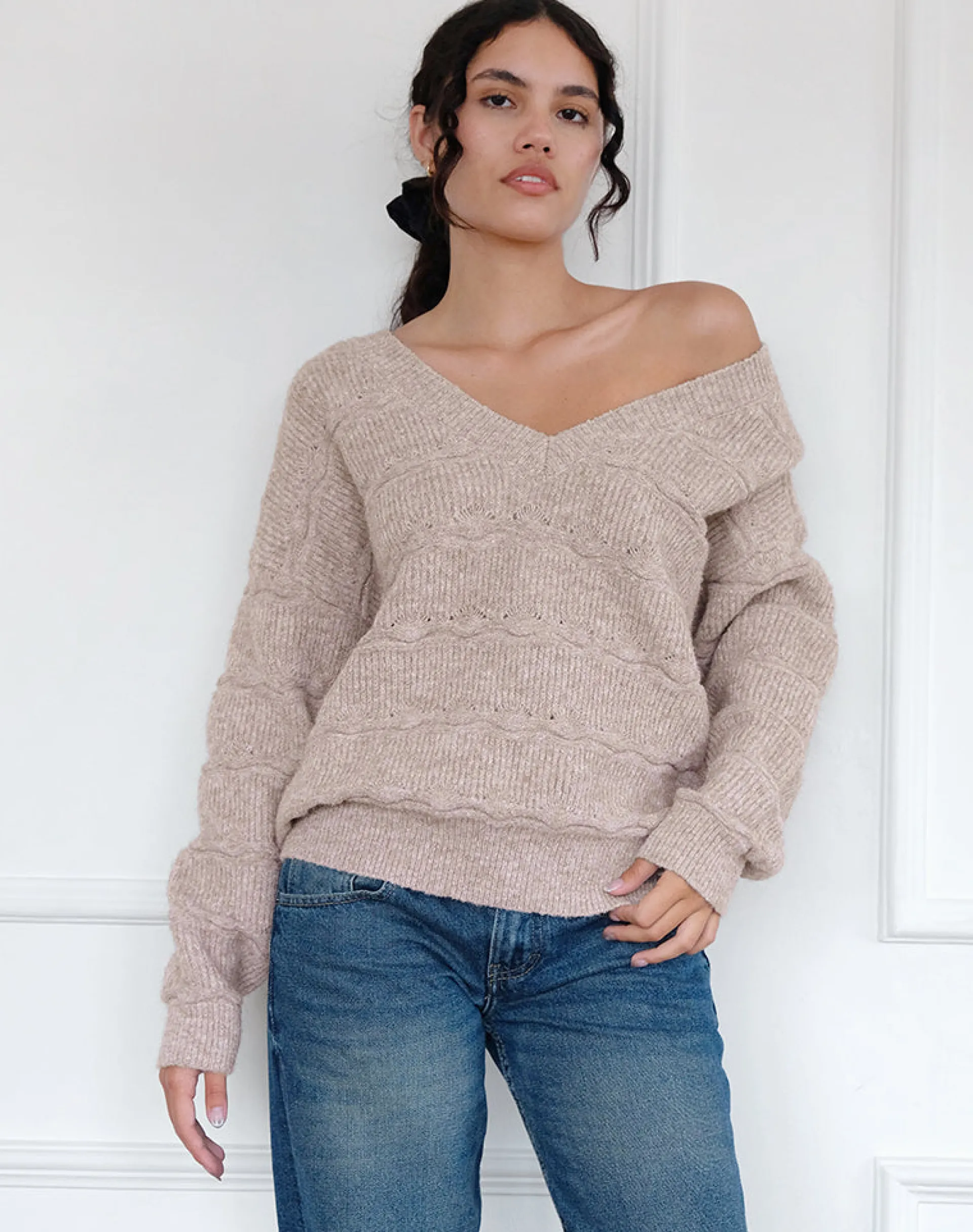 Motel Rocks Jumpers-Loka Oversized Jumper in Almond