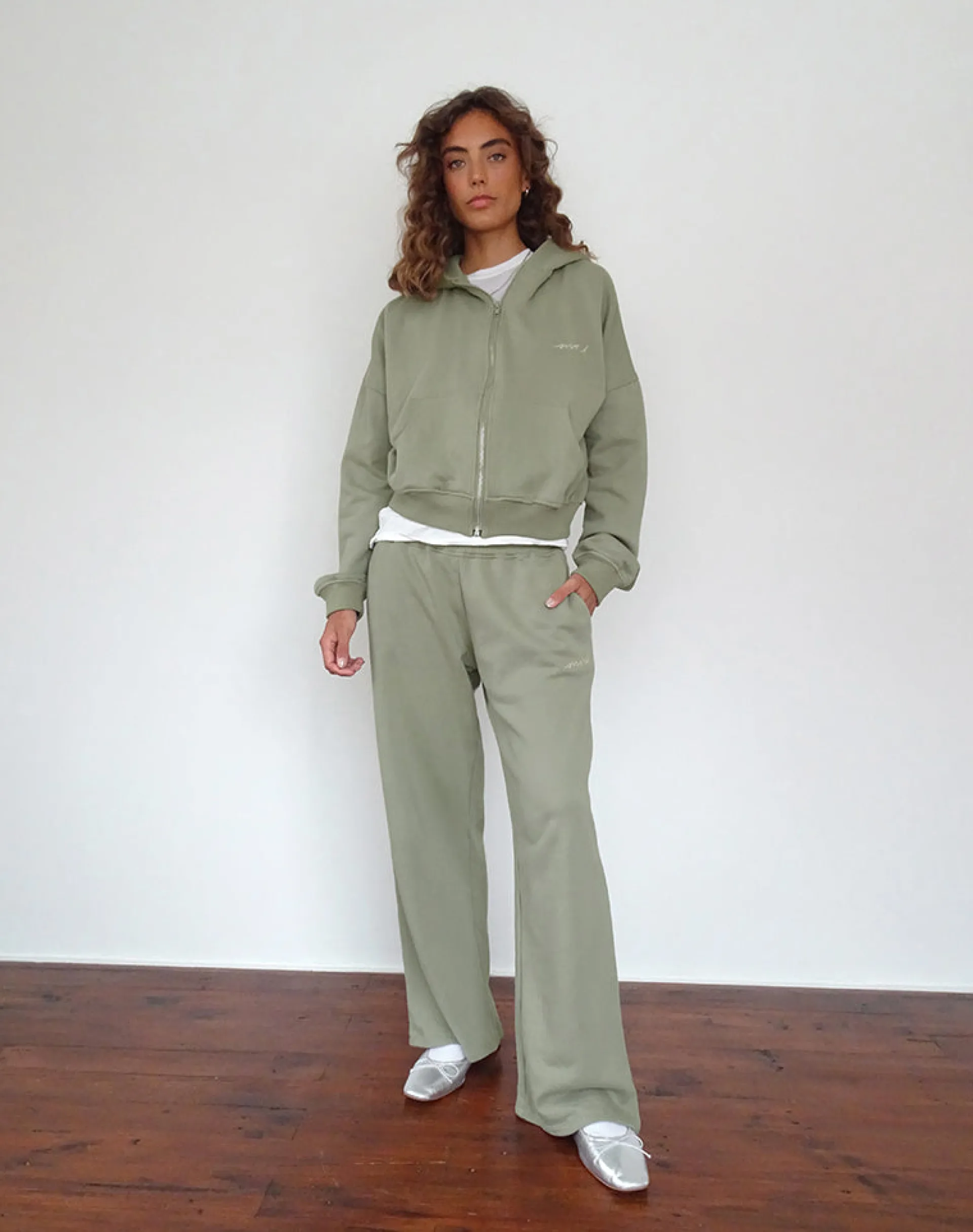 Motel Rocks Co-Ords-Loose Jogger in London Fog with Ivory 'MOTEL' Embroidery LondonFogwithIvory'MOTEL'Embroidery