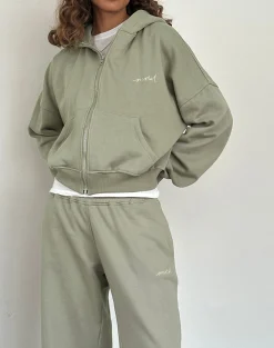 Motel Rocks Co-Ords-Loose Jogger in London Fog with Ivory 'MOTEL' Embroidery LondonFogwithIvory'MOTEL'Embroidery
