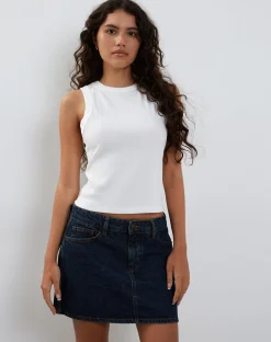 Motel Rocks Basic Tops | Vest Tops-Lorde Ribbed Vest Top in Ivory