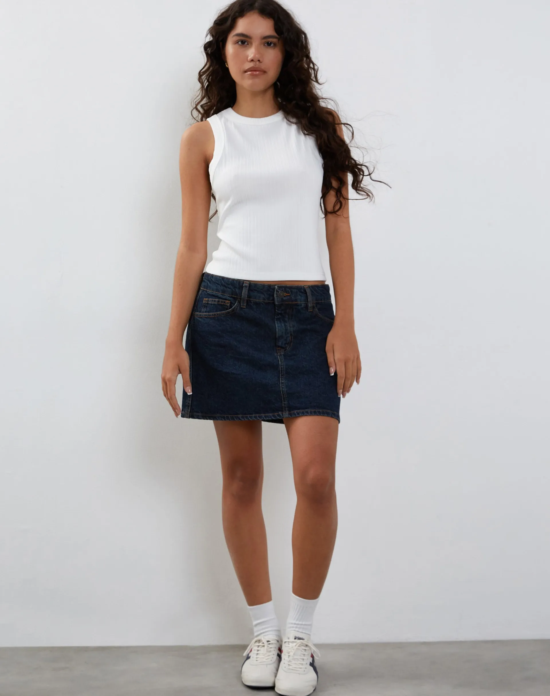 Motel Rocks Basic Tops | Vest Tops-Lorde Ribbed Vest Top in Ivory