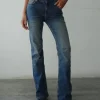 Motel Rocks Low Rise Pants | Jeans-Low Rise Bootleg Jeans in Mid Vintage Blue MidVintageBlue