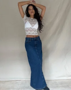 Motel Rocks Maxi Skirts-LOW RISE MAXI SKIRT MID BLUE USED MidBlueUsed