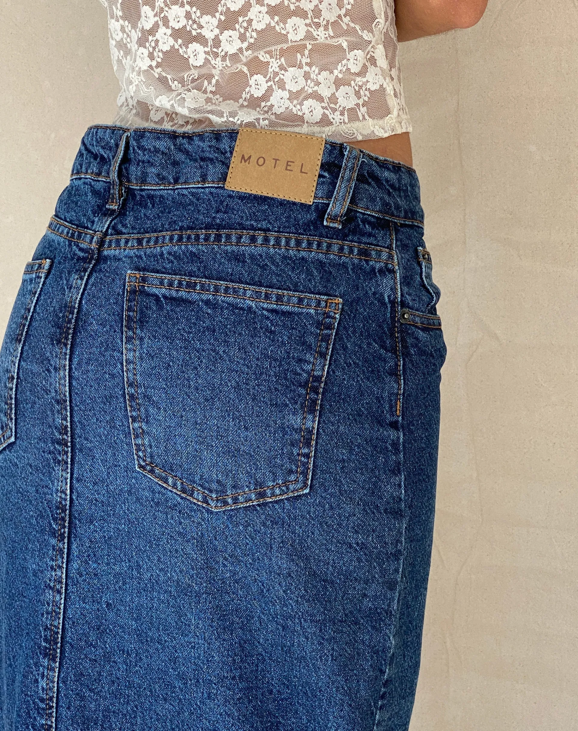 Motel Rocks Maxi Skirts-LOW RISE MAXI SKIRT MID BLUE USED MidBlueUsed